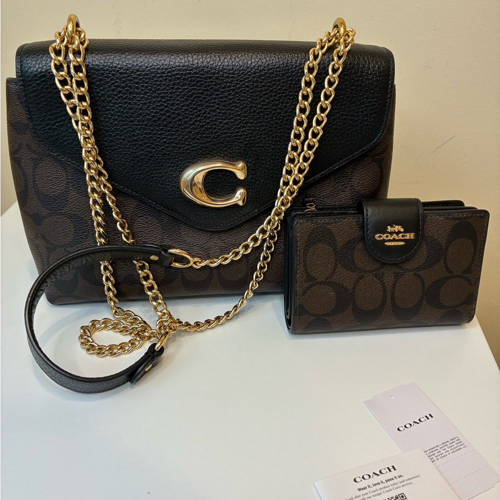Coach Tammie shoulder bag in signature canvas and refined leather with a wallet